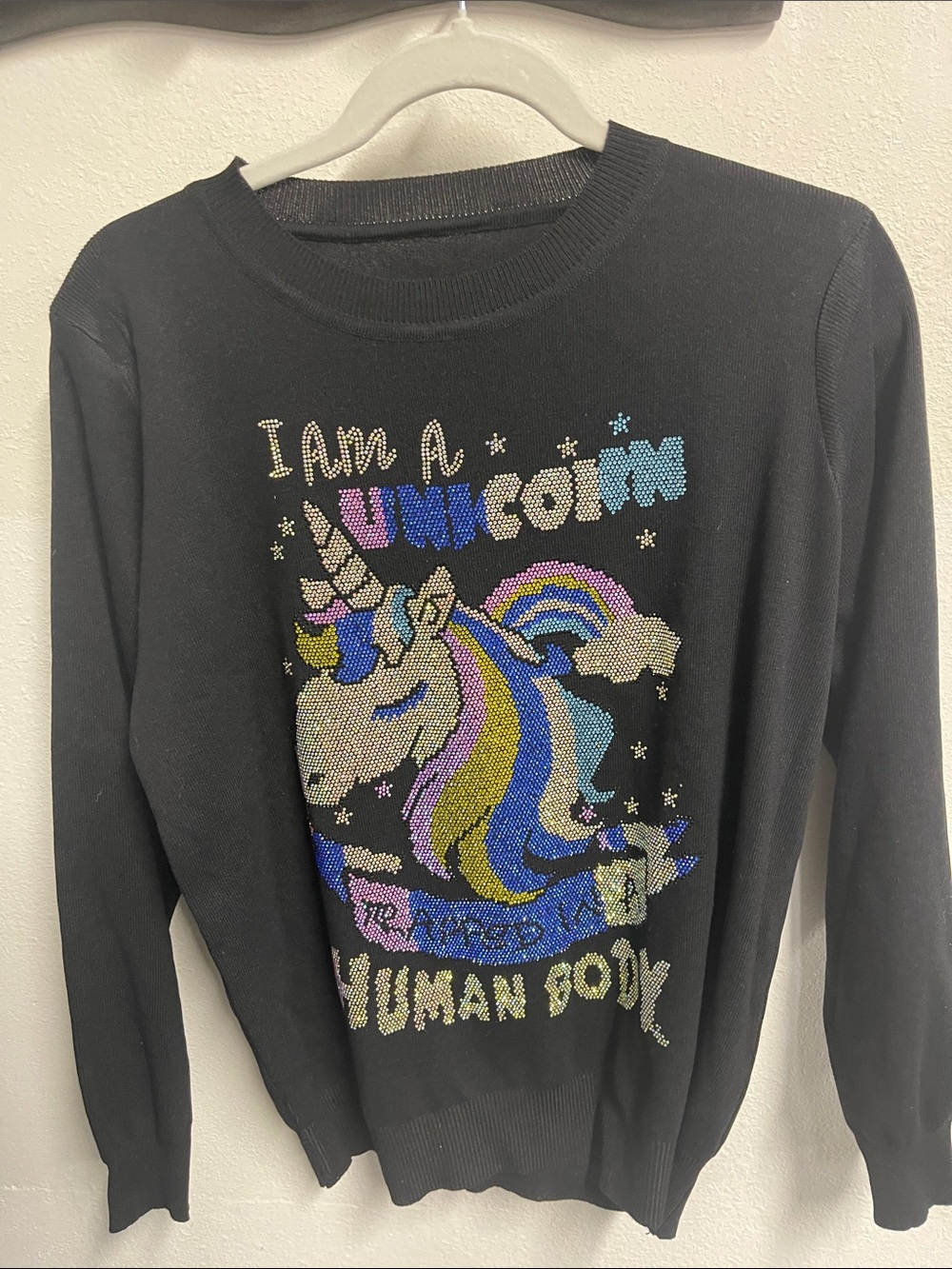 Black Unicorn Graphic Sweater - Womens